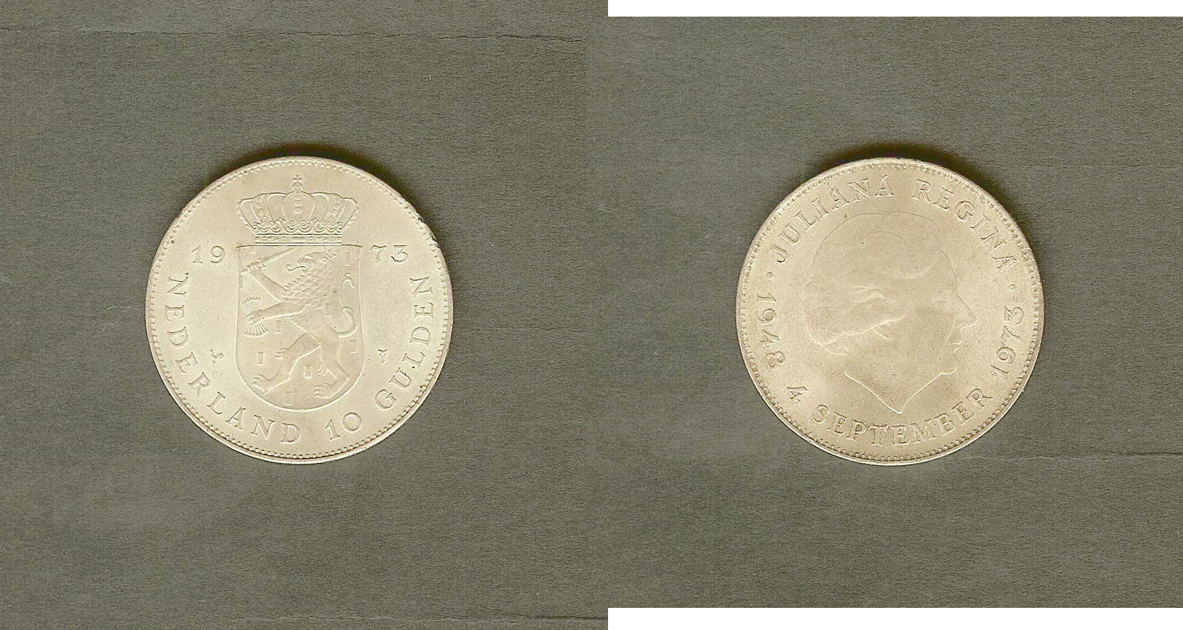 PAYS-BAS JULIANA  10 Gulden 1973 SUP+ à SPL
